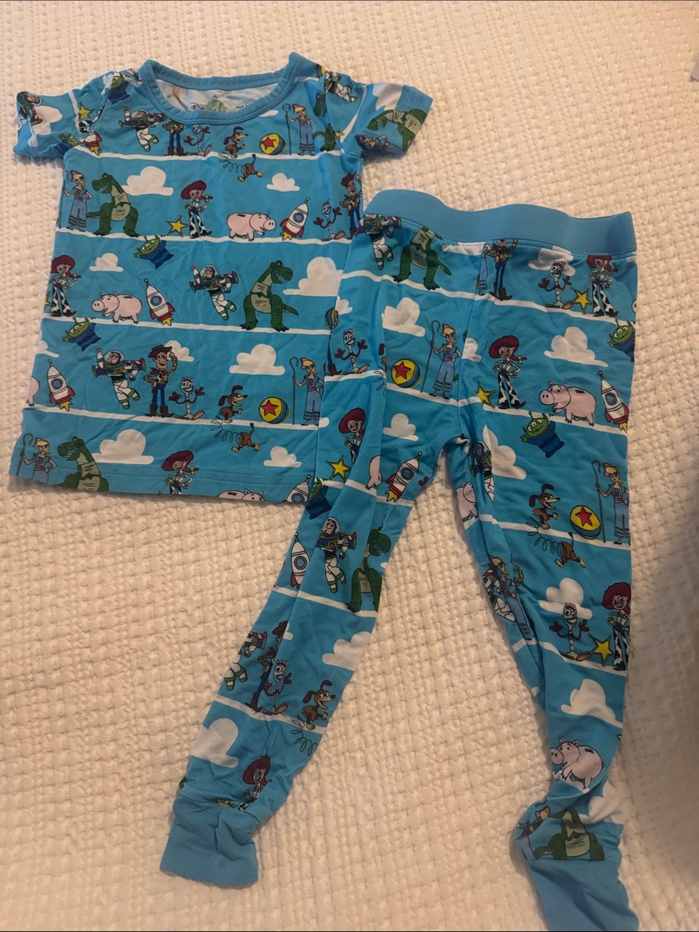 Blue Kids Pajama Set with Toy Story Character Print